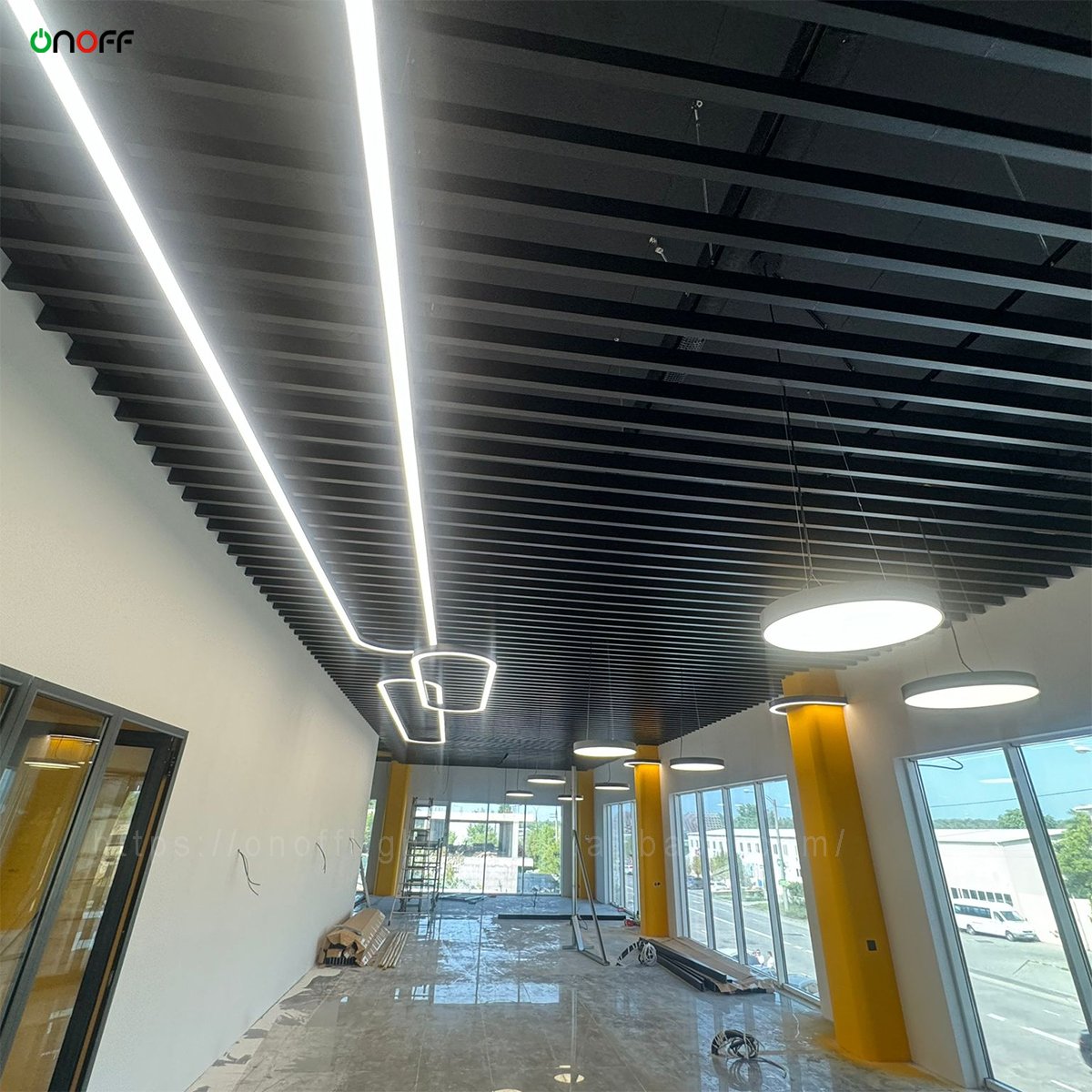 Commercial Rounded Rectangle Pendant Light Linkable Linear Ceiling Light Customization for Indoor