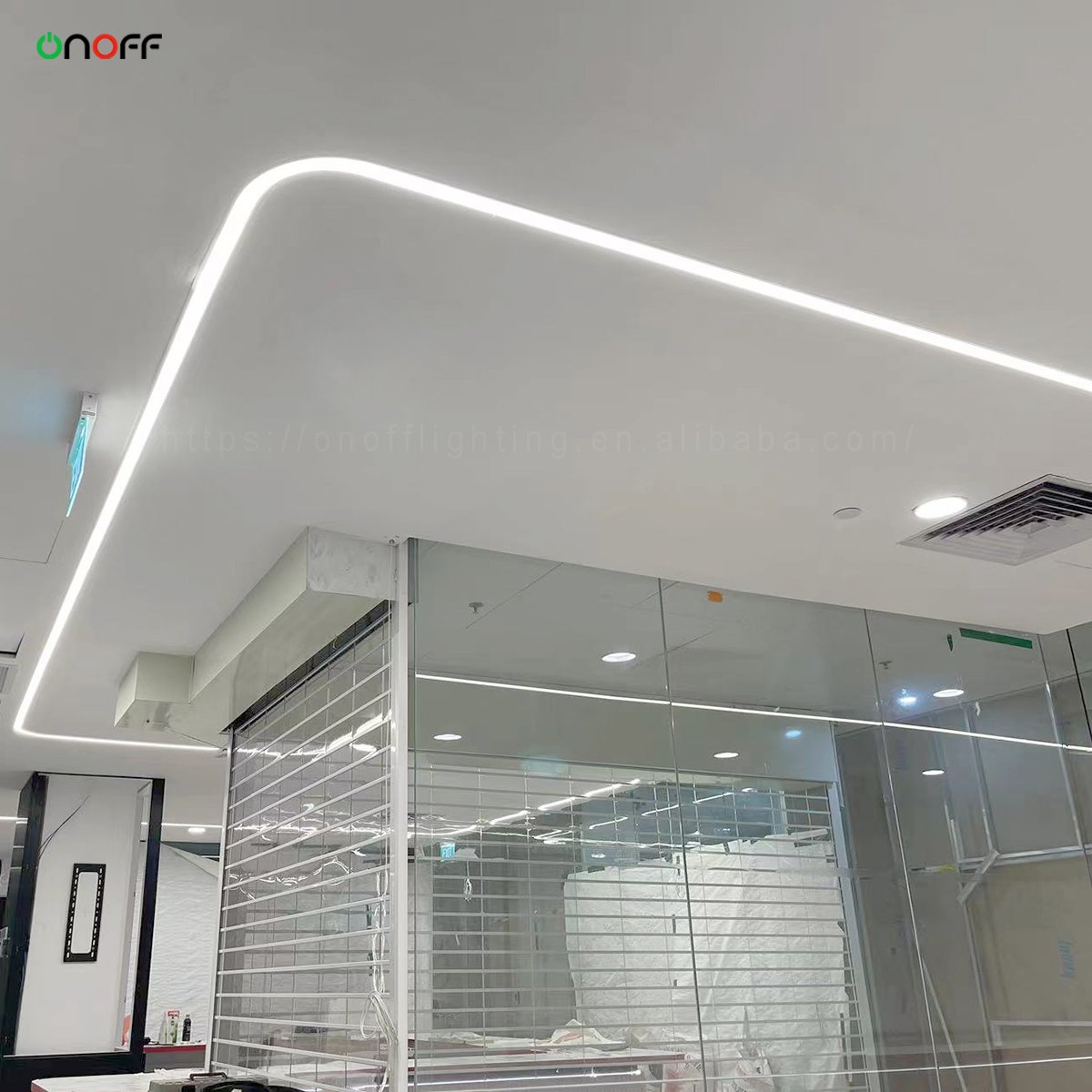 Commercial Rounded Rectangle Pendant Light Linkable Linear Ceiling Light Customization for Indoor