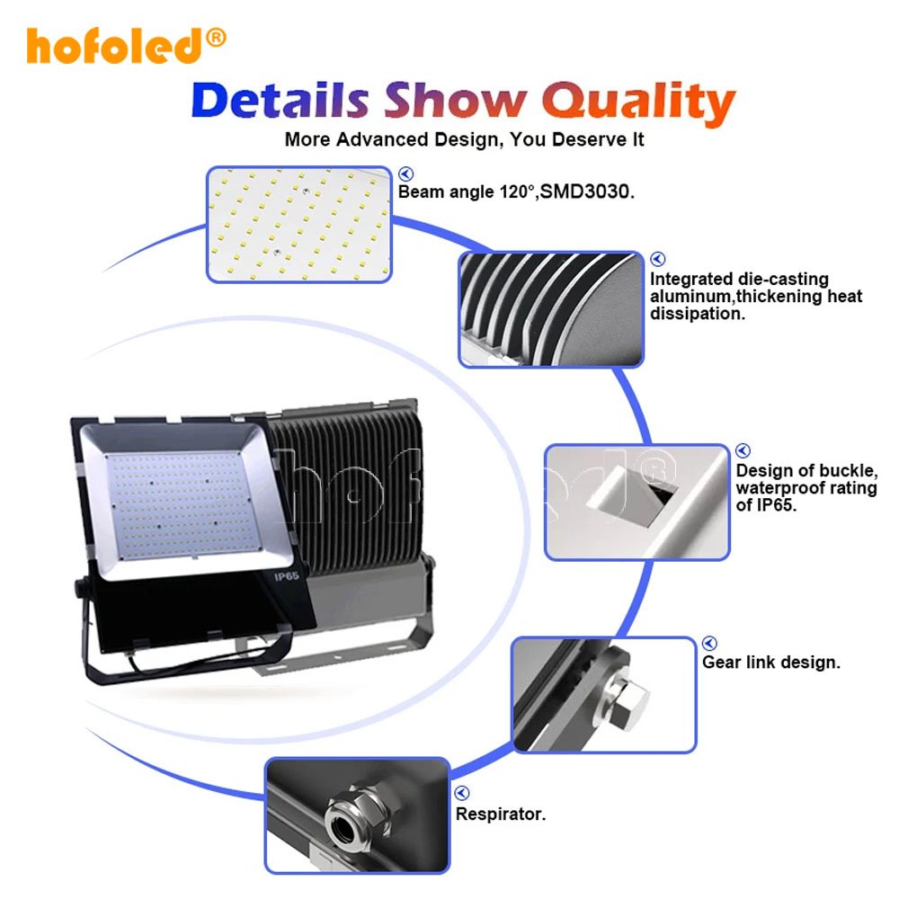 Hofoled 200W 300W 500W 1000W 2000W Super Bright High Lumen 150LM/W Sport Tennis Court Led Arena Light Waterproof LED Flood Light
