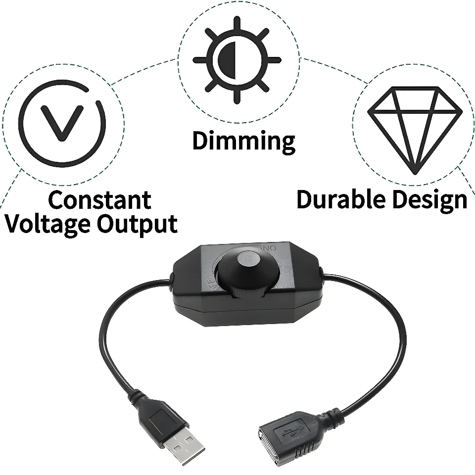 USB LED Knob Dimmer DC 5V Ribbon Brightness Adjust Switch Controller for 5050 3528 2835 5 Volt Strip Lights