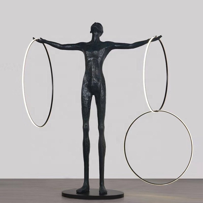 Nordic Modern Creative Human Sculpture Design Resin LED Floor Lamp for Model Rom Lobby Exhibition Hall Decoration