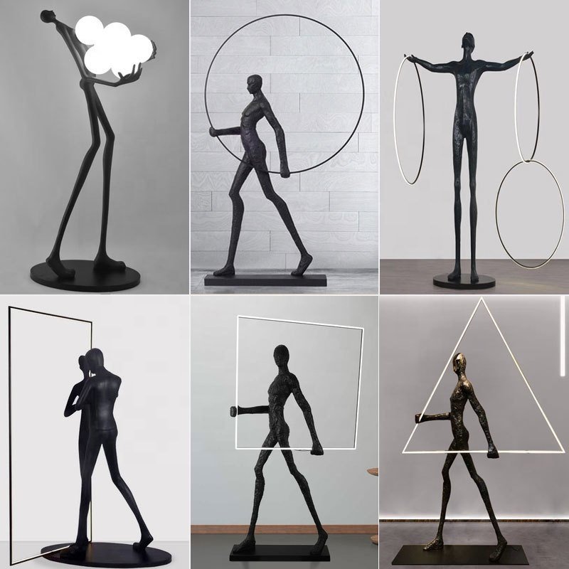 Nordic Modern Creative Human Sculpture Design Resin LED Floor Lamp for Model Rom Lobby Exhibition Hall Decoration