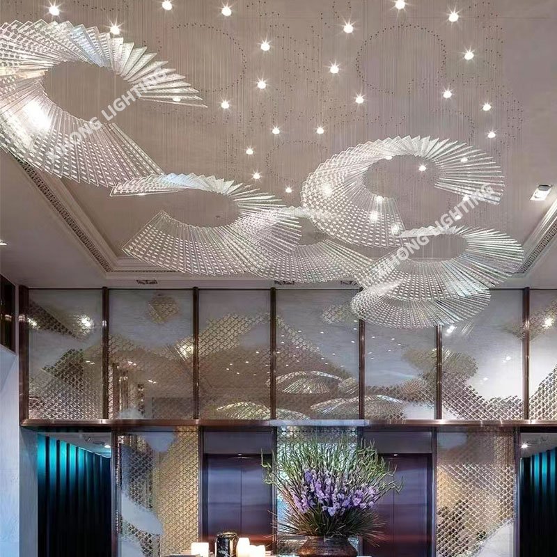 Hot Selling Unique Lobby Hotel Chandelier Light Elegant Pendant Lights for High Ceilings