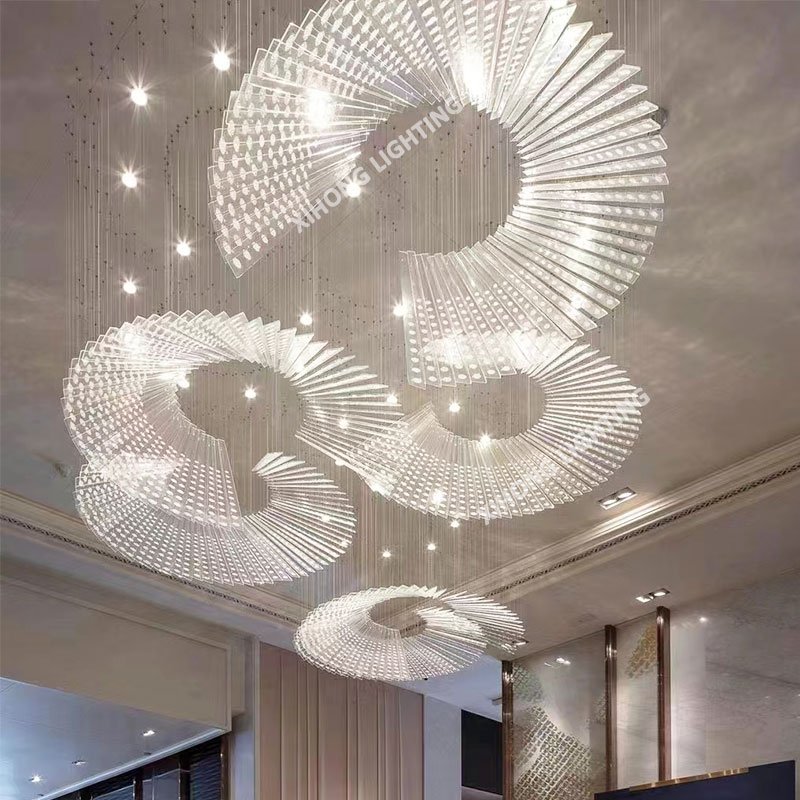 Hot Selling Unique Lobby Hotel Chandelier Light Elegant Pendant Lights for High Ceilings