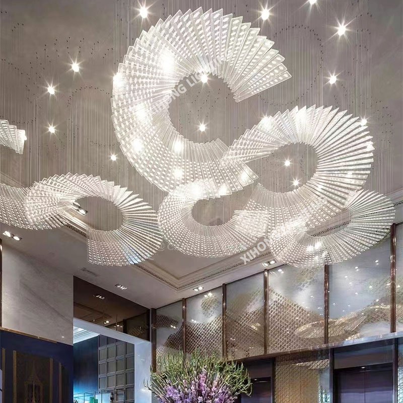 Hot Selling Unique Lobby Hotel Chandelier Light Elegant Pendant Lights for High Ceilings