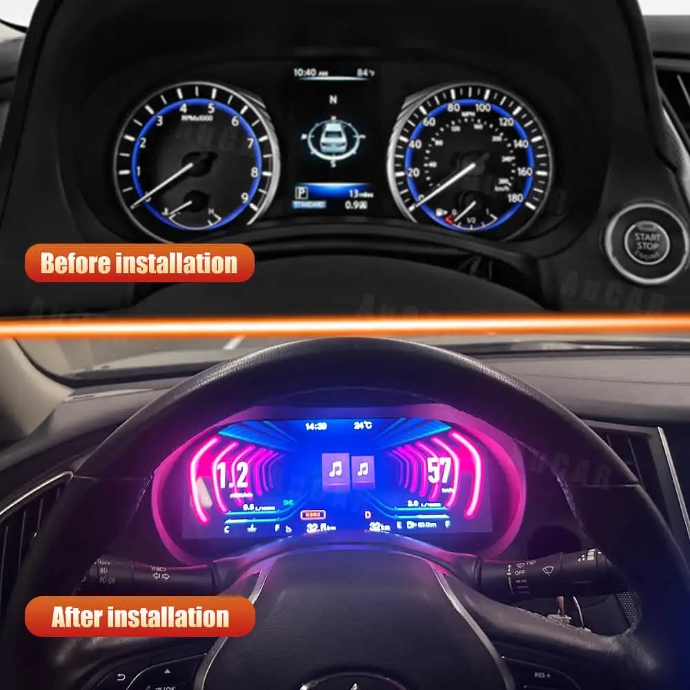AuCAR 12.3'' Linux Instrument Cluster for Infiniti Q50 Q60 2014-2019 LCD Digital Cluster Virtual Cockpit Instrument Meter Screen