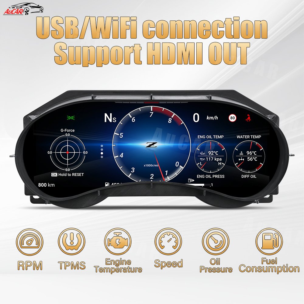 AuCAR 12.3'' Linux Instrument Cluster for Infiniti Q50 Q60 2014-2019 LCD Digital Cluster Virtual Cockpit Instrument Meter Screen