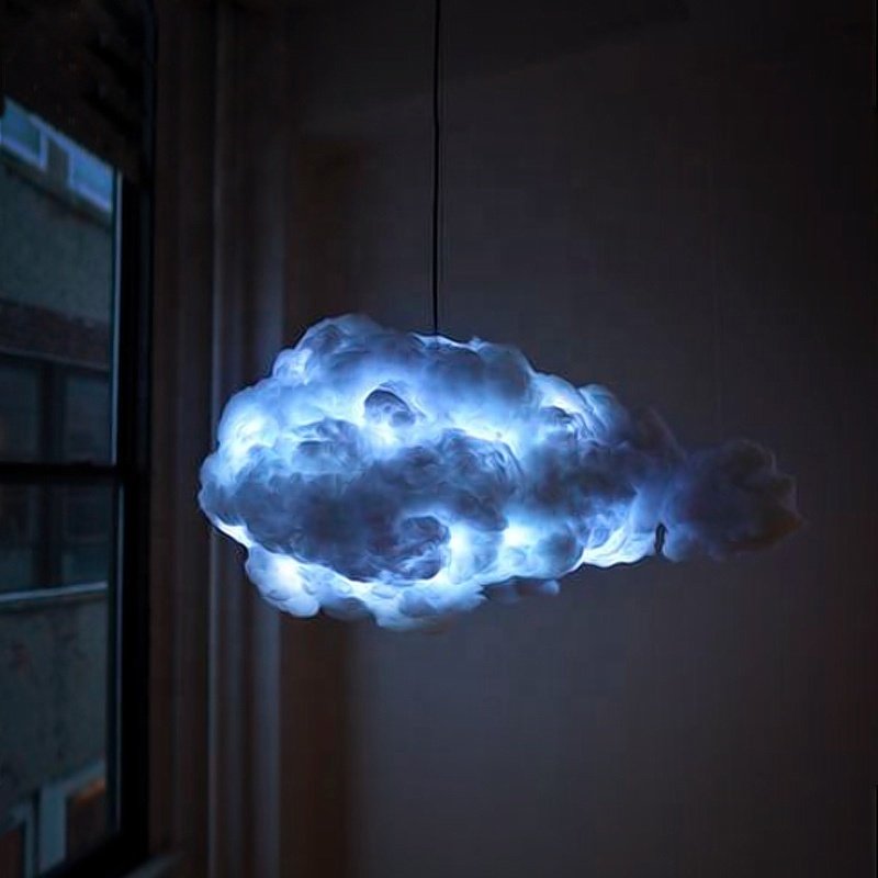 Creative White Floating Clouds Shape Chandeliers Ceiling Bar LED Decorative Pendant Lamp for Indoor Industrial Chrome Modern 80