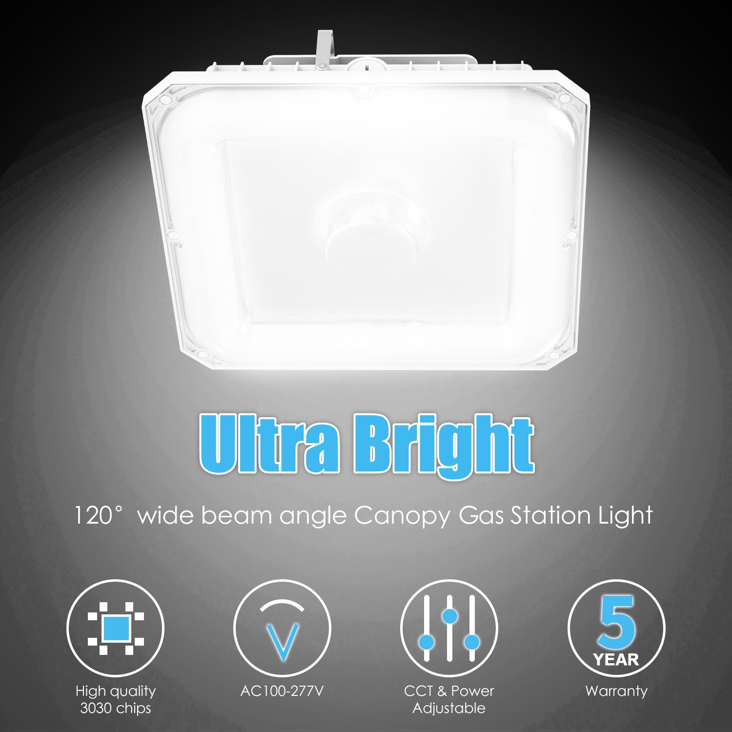 Everlight 100Watt 3000K~5000K Temperature LED Parking Lot Light IP65 Petrol Station Aluminium Garage Canopy LED Ceiling Light