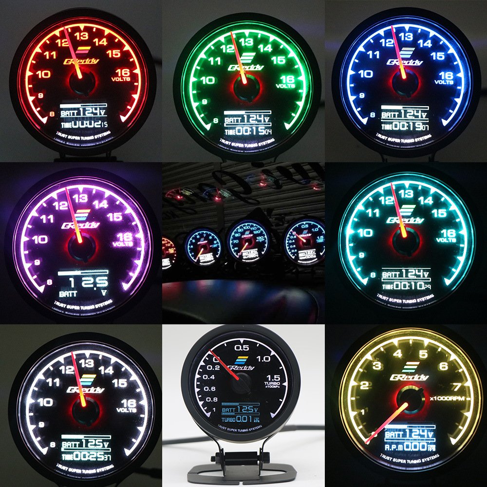 62mm Auto Meter 7 Colour LED Digital Meter Boost Volt Display Water Oil Temp Fuel Oil Pressure RPM Vacuum AFR Gauge