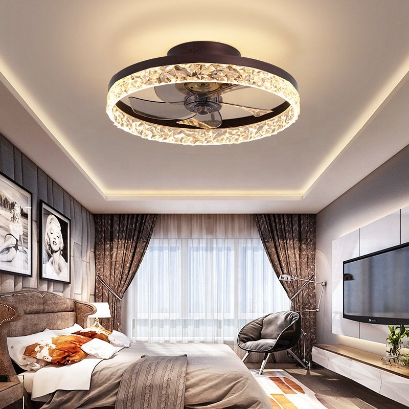 Modern Home Intelligent Remote Control Ceiling Fan with Lamp Dimming Fan Lights for Home Living Room Bedroom LED Fan Light