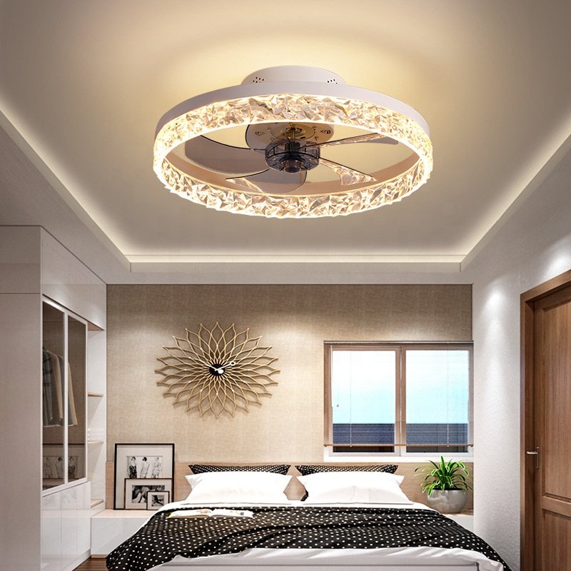 Modern Home Intelligent Remote Control Ceiling Fan with Lamp Dimming Fan Lights for Home Living Room Bedroom LED Fan Light