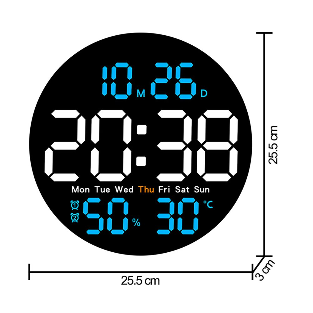 Digital Custom LED Wall Clock with Remote Control Auto Dimming 10 Level Brightness Digital Alarm Clock for Home Farmhouse Office