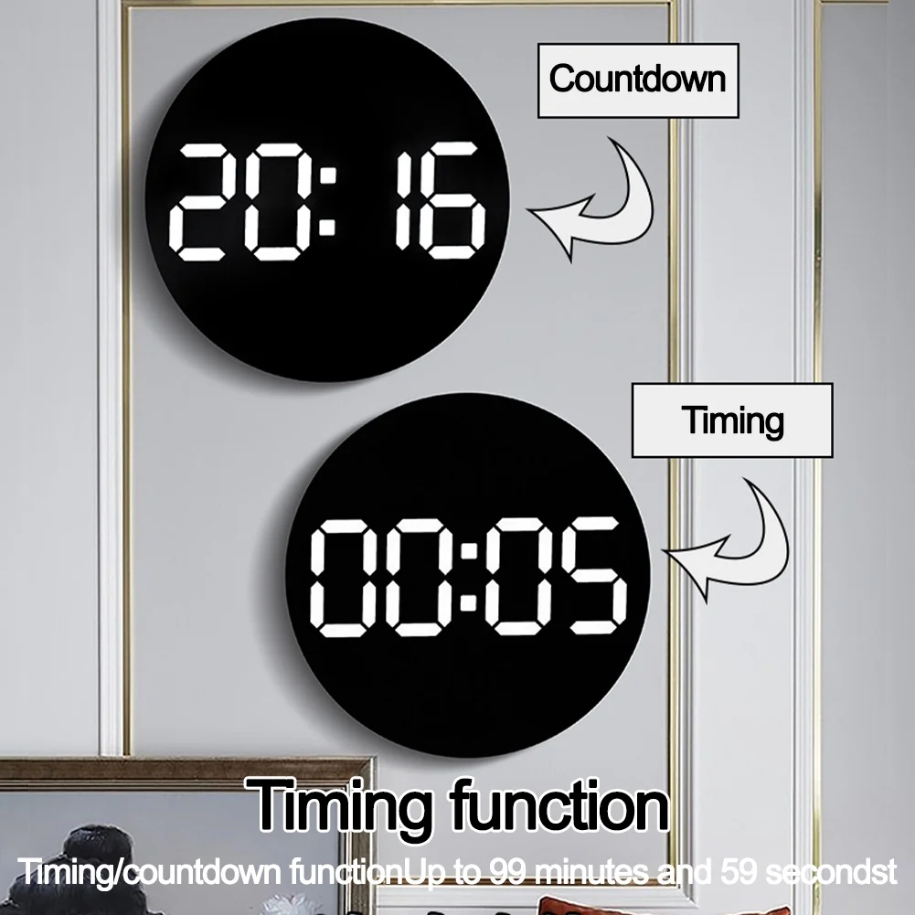 Digital Custom LED Wall Clock with Remote Control Auto Dimming 10 Level Brightness Digital Alarm Clock for Home Farmhouse Office
