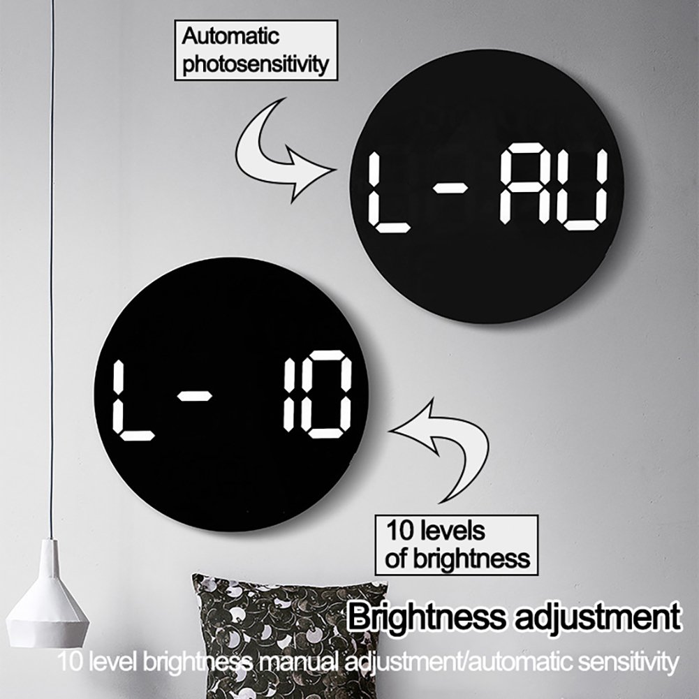 Digital Custom LED Wall Clock with Remote Control Auto Dimming 10 Level Brightness Digital Alarm Clock for Home Farmhouse Office