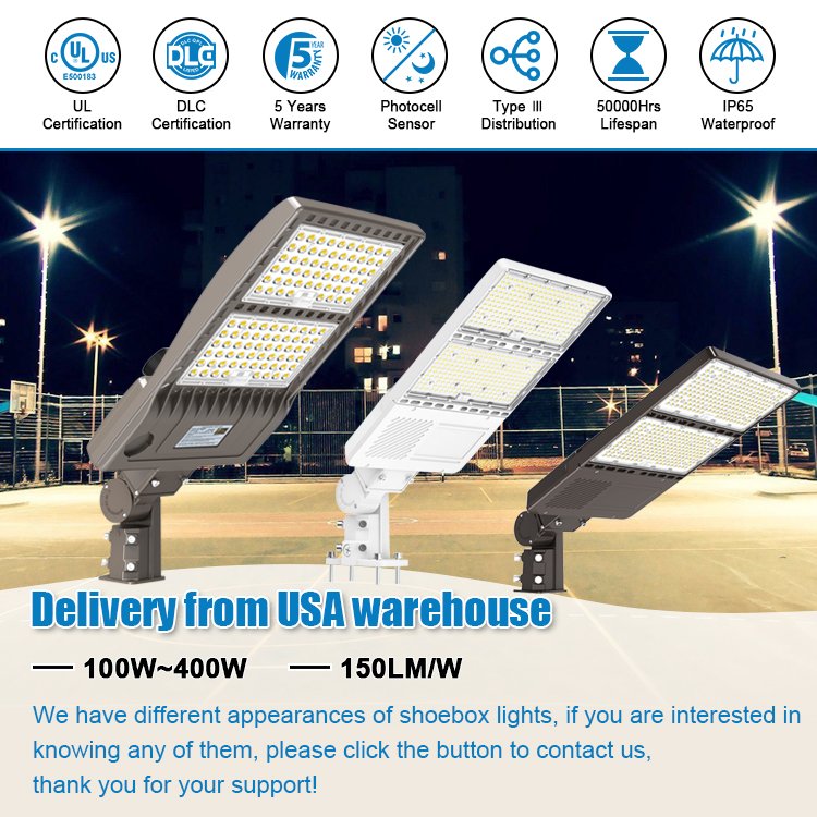 Led Street Area Light Waterproof Ip65 Dlc Etl 200w 250w 300w Led Shoebox Photocell Street Light Outdoor Light for Road
