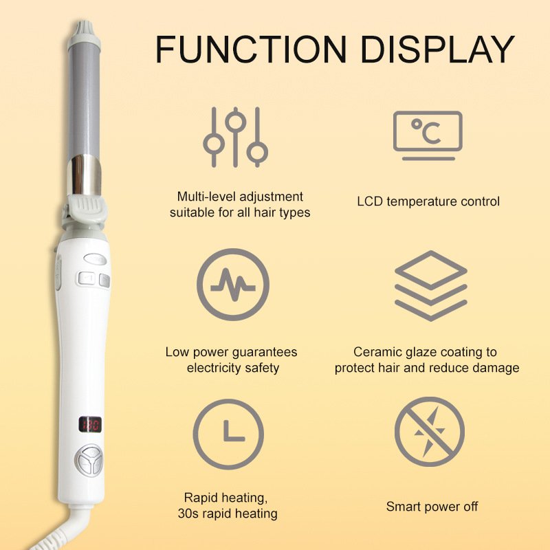 New LCD Automatic Hair Curler Rotating Curling Iron Ceramic Professional Heating Hair Stick Portable Air Spin Curl for Hair Type