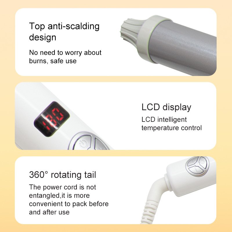 New LCD Automatic Hair Curler Rotating Curling Iron Ceramic Professional Heating Hair Stick Portable Air Spin Curl for Hair Type