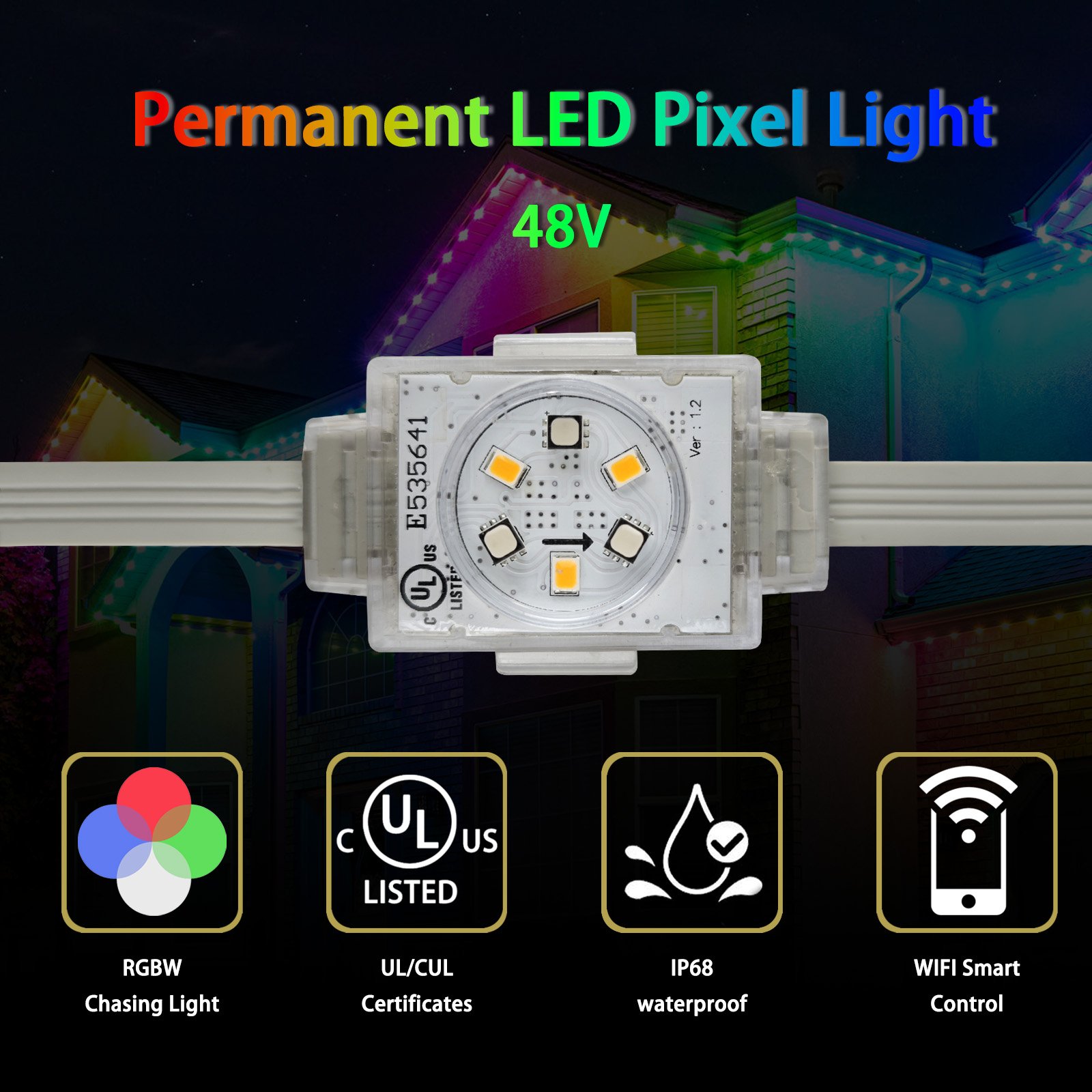 HRSYT Permanent Holiday Outdoor Lights Beautiful Special Shape RGB LED Pixel Lights DC48V Dot Point Light