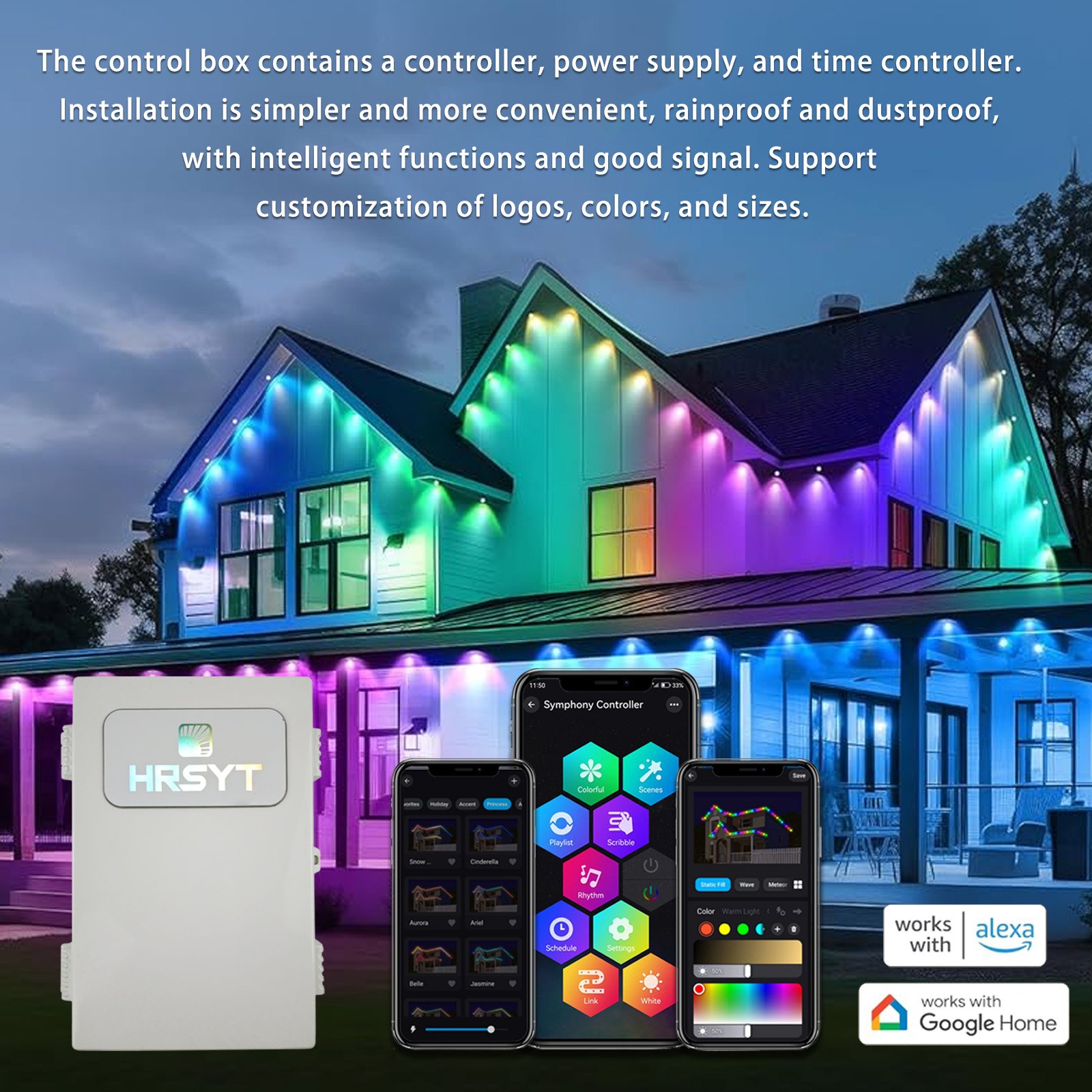 HRSYT Permanent Holiday Outdoor Lights Beautiful Special Shape RGB LED Pixel Lights DC48V Dot Point Light