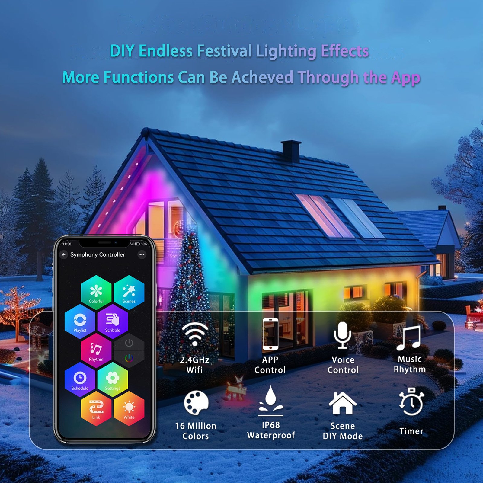 HRSYT Permanent Holiday Outdoor Lights Beautiful Special Shape RGB LED Pixel Lights DC48V Dot Point Light