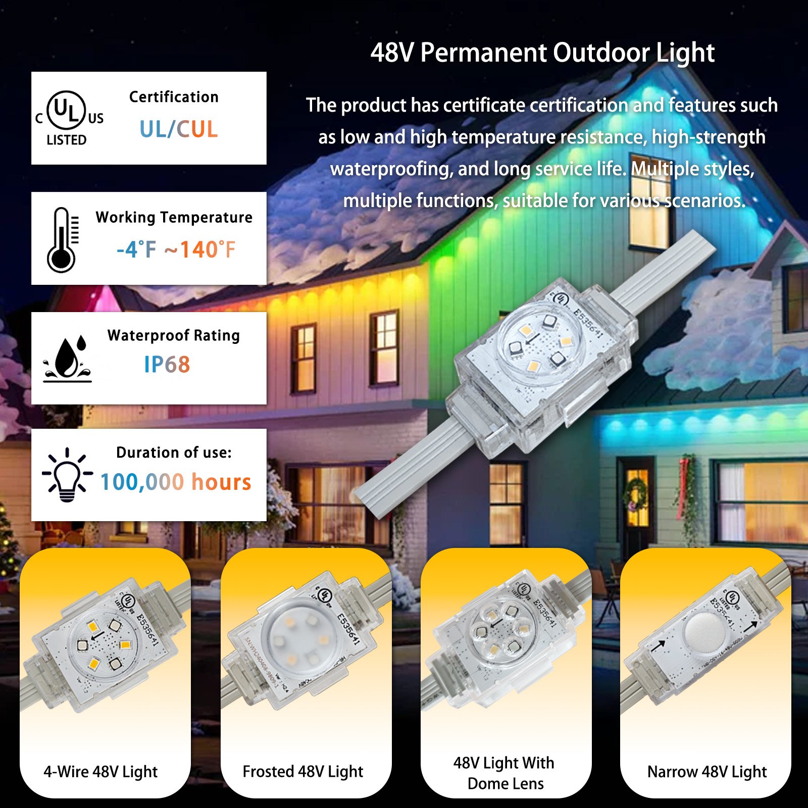 HRSYT Permanent Holiday Outdoor Lights Beautiful Special Shape RGB LED Pixel Lights DC48V Dot Point Light