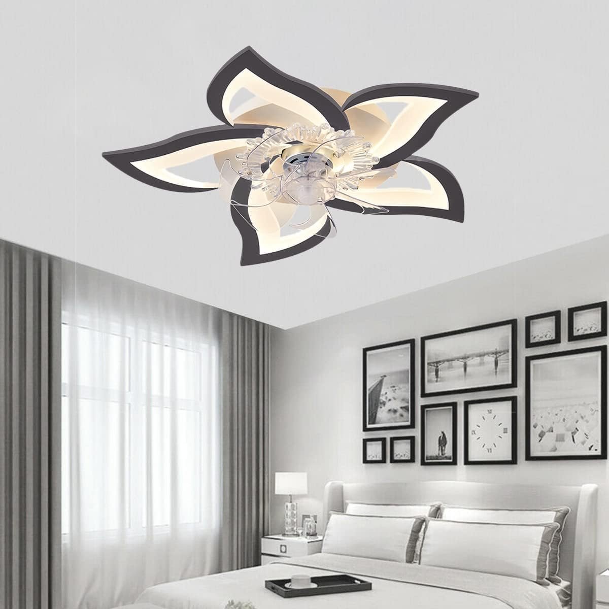 110V 220V Led Ceiling Fan With Remote Control for Living Room Ventilator Lamp Black Modern Light With Ceiling Light Fan
