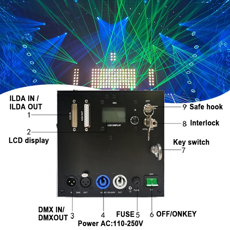 Grace 10W RGB 3in1 Laser Light Show Animation ILDA Disco DJ Night Clube Laser Light
