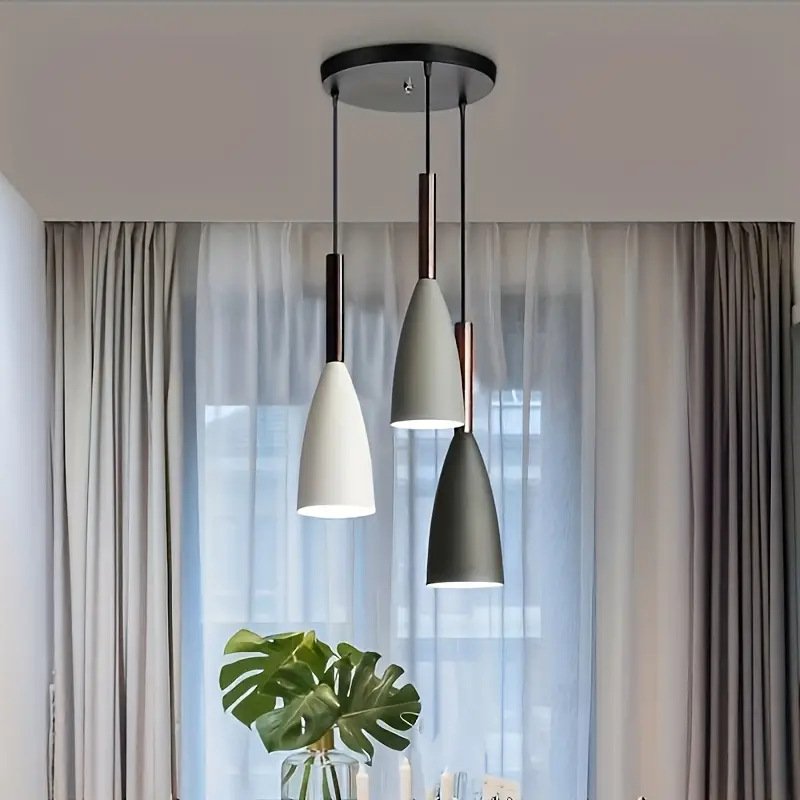 Modern Nordic Pendant Lights Minimalist Multicolor Hanging Lamps E27 Edison Bulb for Kitchen Dining Bedroom Iron Pendant Lamp