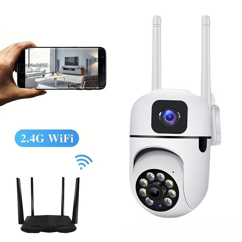 WiFi IP Security Cameras Protection Dual Lens Dual Screen Wireless Indoor Outdoor Monitor Auto Tracking PTZ CCTV Video Camera