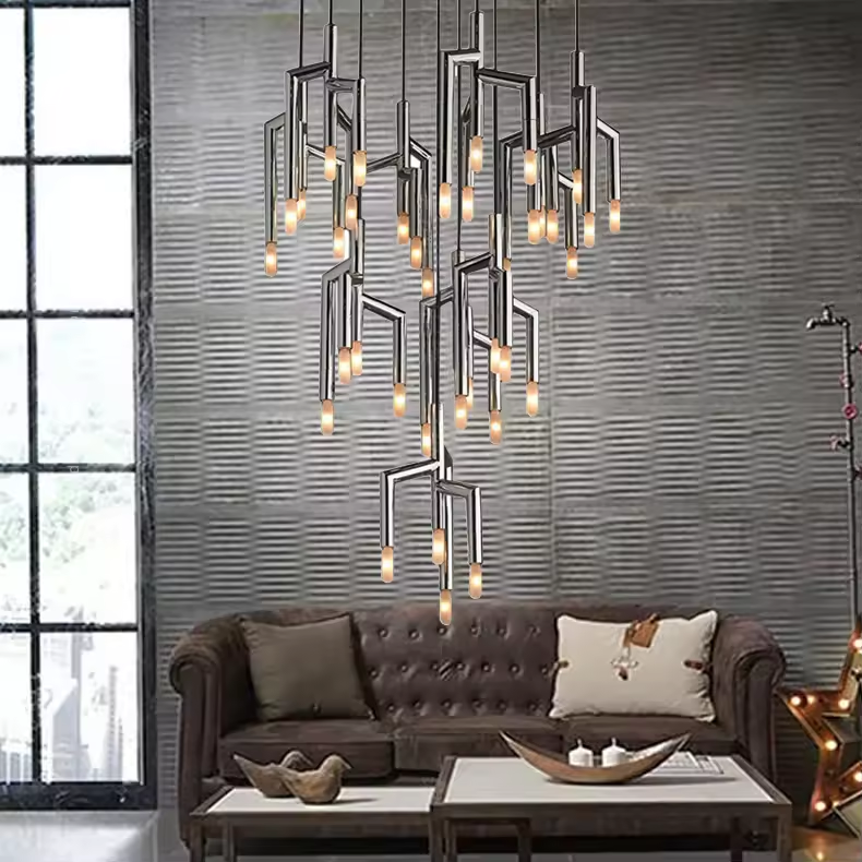 New Chandelier Post Modern Light Luxury Villa Staircase Restaurant Bar Decoration Tree Branch Living Room Lamps