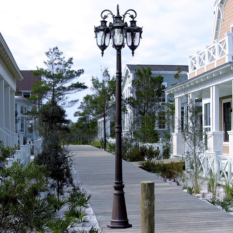 Outdoor Classic Waterproof Antique Street Light Cast Iron Aluminum Street Lamp Post Garden Lighting Pole Lantern Top Lamp
