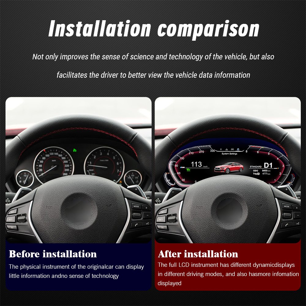 Navihua Car Dashboard Panel Speedometer Virtual Instrument Digital Cluster for BMW 3 Series F34 2013-2017