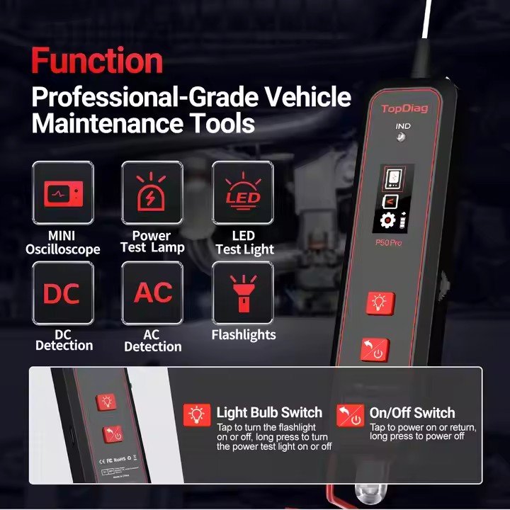 P50 PRO DC0-40V Car LCD Digital Circuit Tester Voltage Meter Pen Automotive Universal Truck Circuit Scanner Power Probe