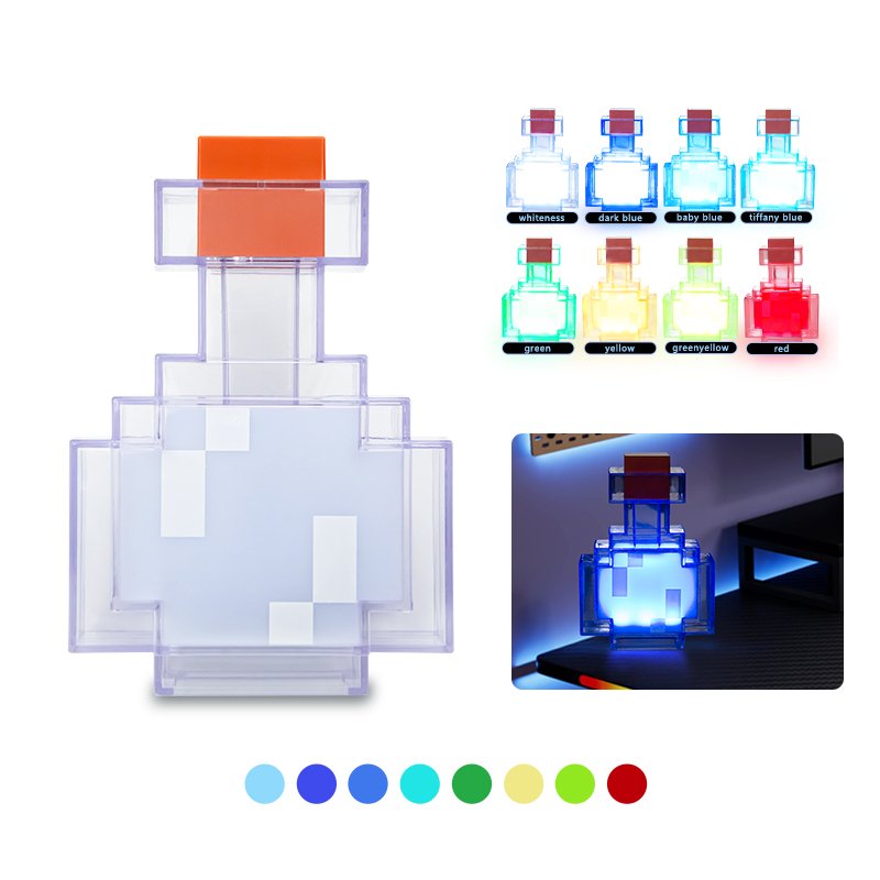 Game Pixel Surrounding 8-color Medicine Bottle Pixel Luminous LED Nightlight Charging LED Indoor Ambience Lighting Gift