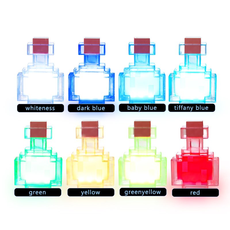 Game Pixel Surrounding 8-color Medicine Bottle Pixel Luminous LED Nightlight Charging LED Indoor Ambience Lighting Gift