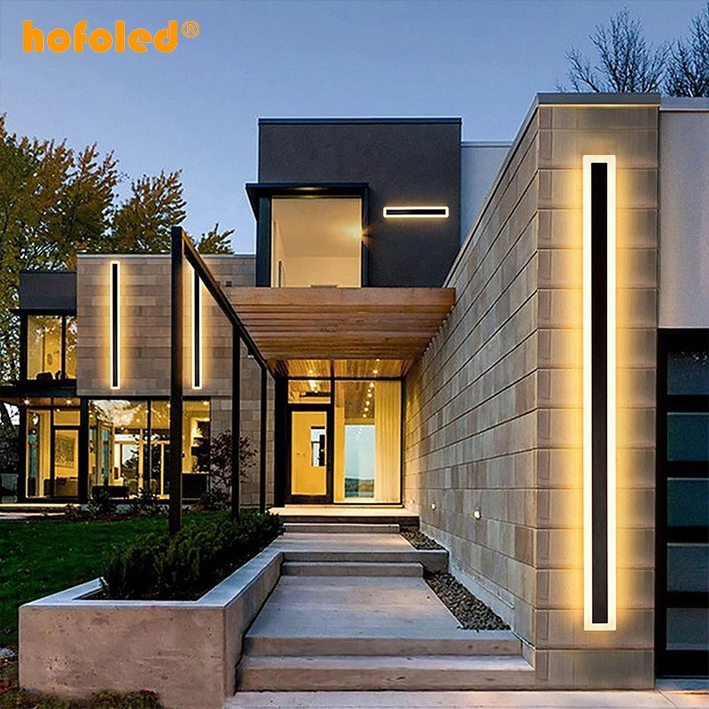 Hofoled Outdoor up and Down Exterior Linear Wall Lamp Indoor 110V 220V Sconce Lighting Home Decor Smart Long Strip Wall Light