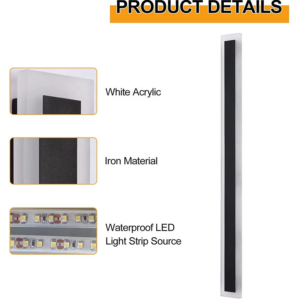 Hofoled Outdoor up and Down Exterior Linear Wall Lamp Indoor 110V 220V Sconce Lighting Home Decor Smart Long Strip Wall Light