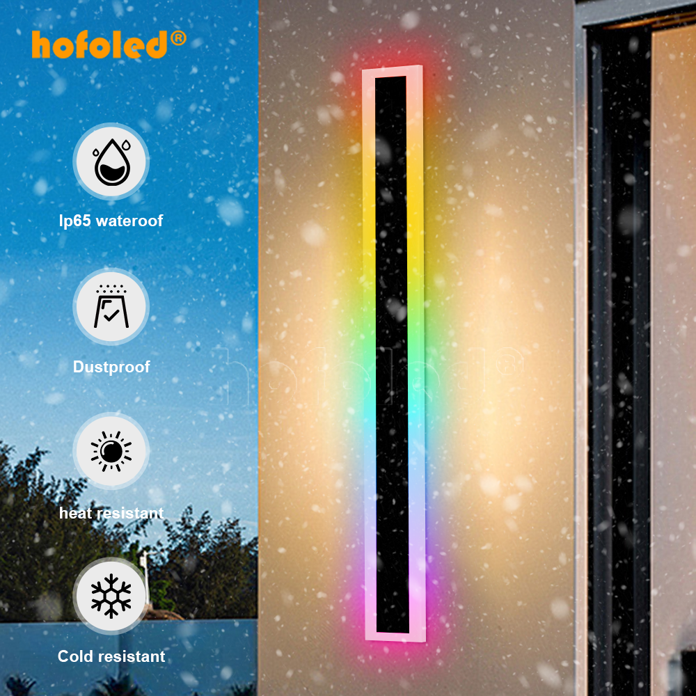 Hofoled Garden Fence Villa Smart Outdoor Minimalist Linear Wall Light RGBW RGB Wall LED Light Multicolor for Wall Home Decorate