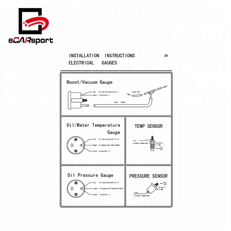 ECARsport 52mm Boost Gauge PSI Auto Car Meter