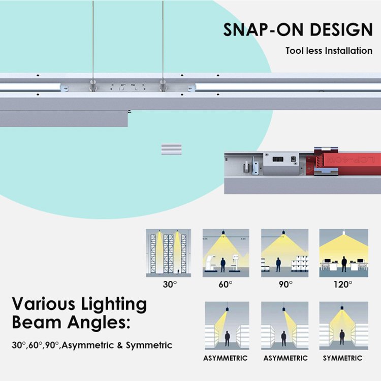 High Quality Office Modern Minimalist Lighting Aluminum CCT Ceiling Linear Light Fixture