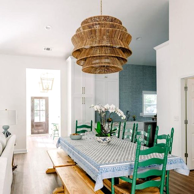 Custom Antigua Drum Chandelier Rustic Large Abaca Rope Hanging Lamp VISUAL Ceiling Chandelier for Living Room