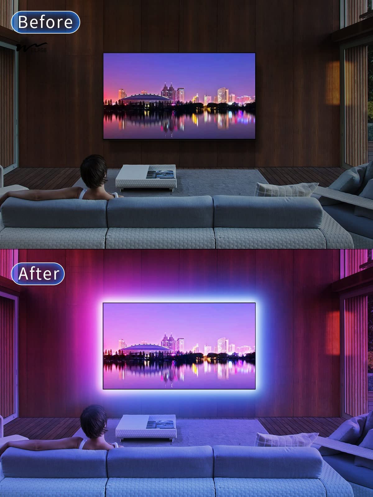 LED Lights for TV, 16.4FT TV LED Backlight, for 45-75 Inch TV, Music Sync TV LED Light with Bluetooth Function