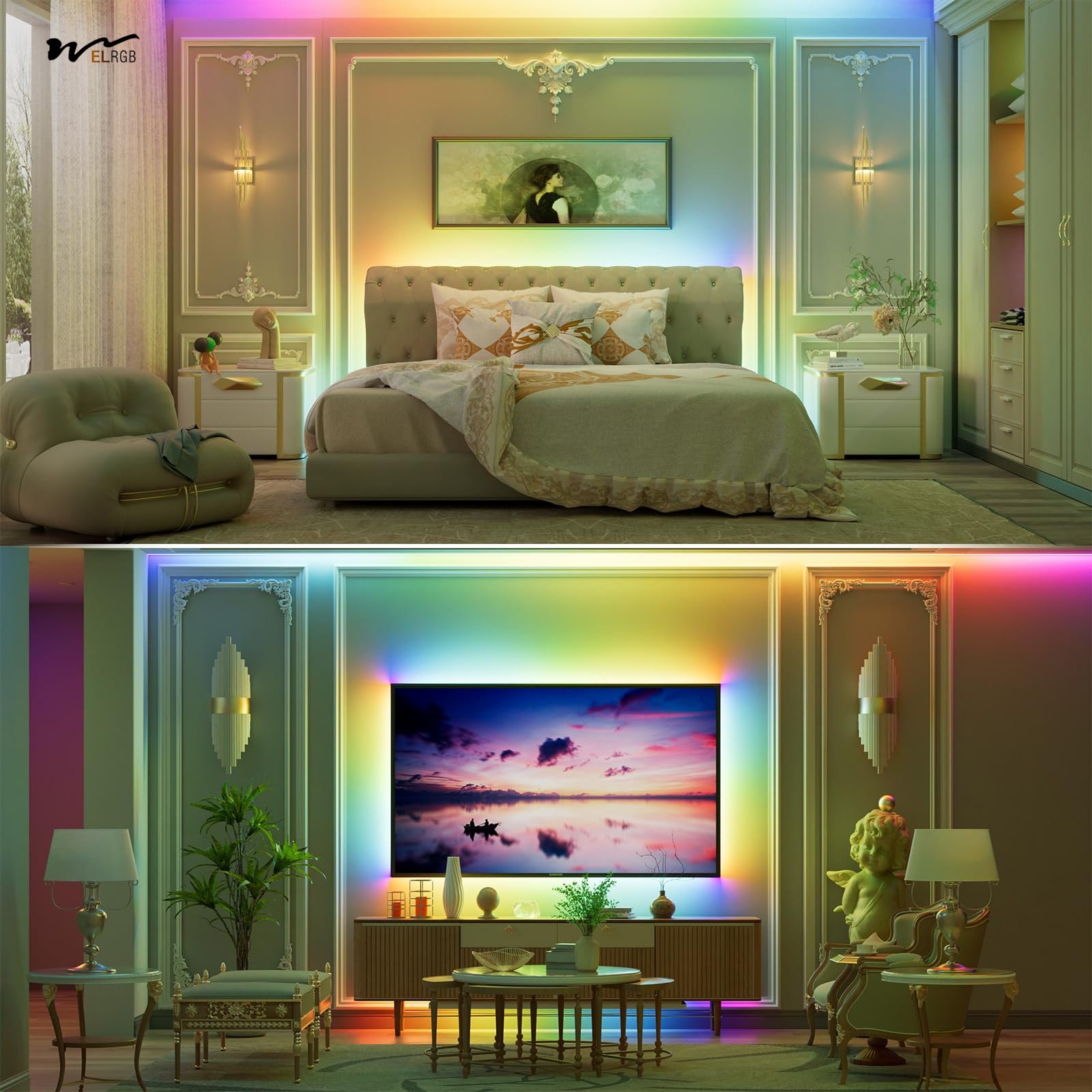 LED Lights for TV, 16.4FT TV LED Backlight, for 45-75 Inch TV, Music Sync TV LED Light with Bluetooth Function