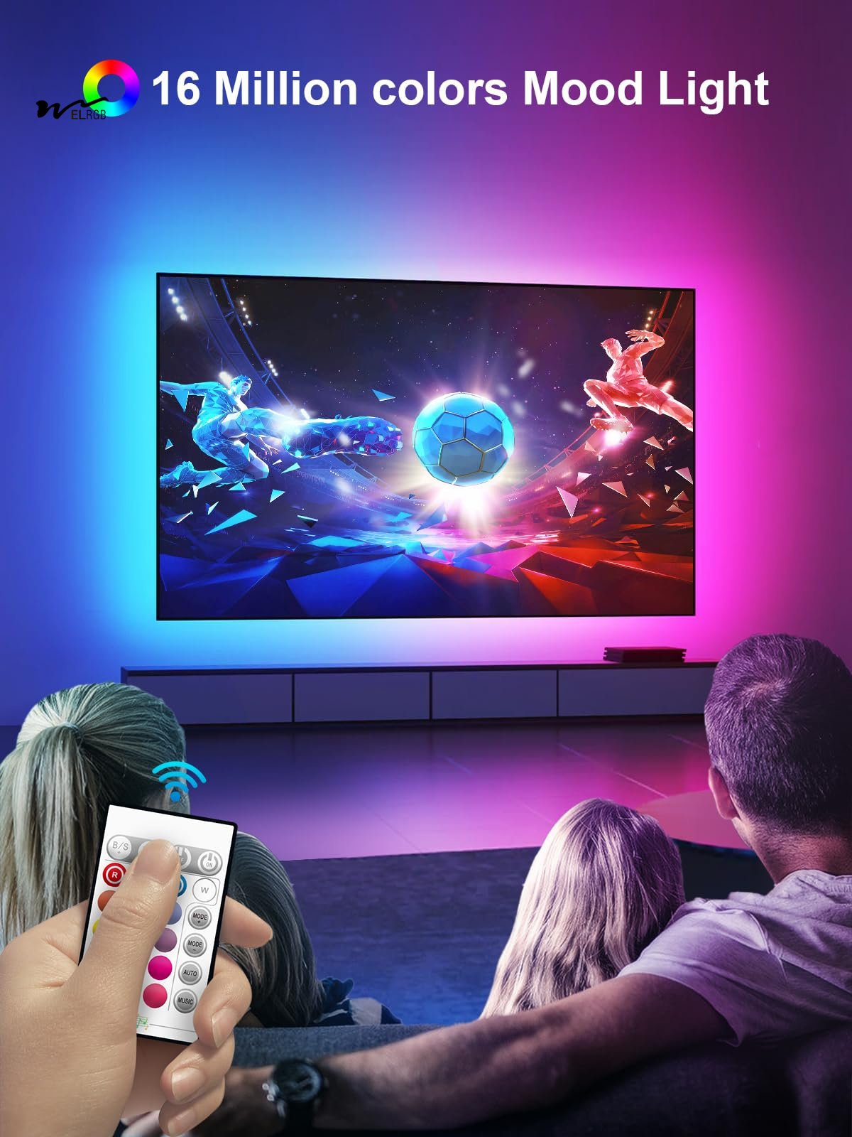 LED Lights for TV, 16.4FT TV LED Backlight, for 45-75 Inch TV, Music Sync TV LED Light with Bluetooth Function