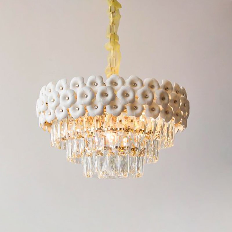 Crystal Modern Light Luxury Design Living Room Indoor Lighting LED Circular Crystal Pendant Light
