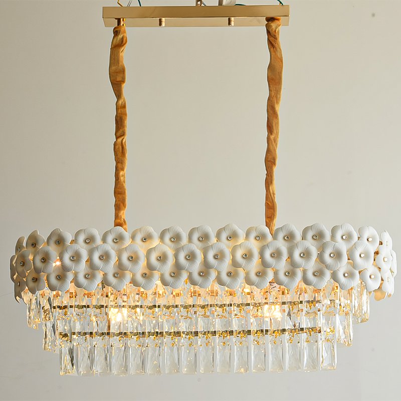 Crystal Modern Light Luxury Design Living Room Indoor Lighting LED Circular Crystal Pendant Light