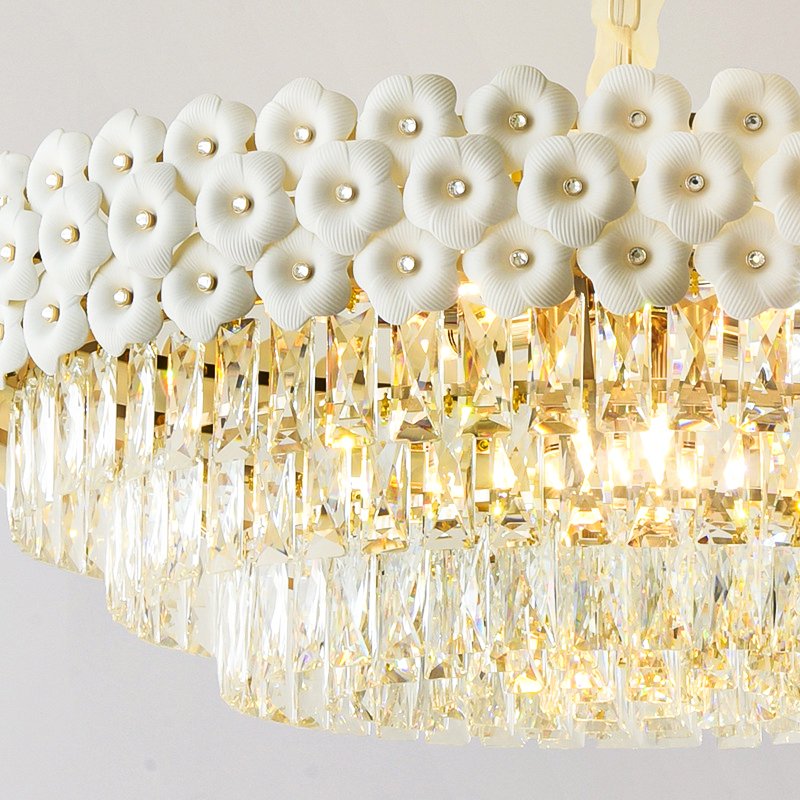 Crystal Modern Light Luxury Design Living Room Indoor Lighting LED Circular Crystal Pendant Light