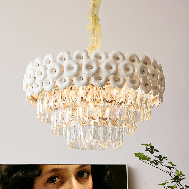 Crystal Modern Light Luxury Design Living Room Indoor Lighting LED Circular Crystal Pendant Light