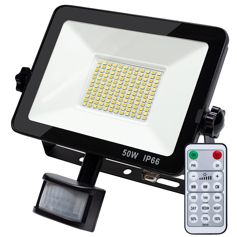 Motion Sensor Floodlight Led CCT Adjustable Flood Light Outdoor Projector Smart Security Flood Led Light by Remote